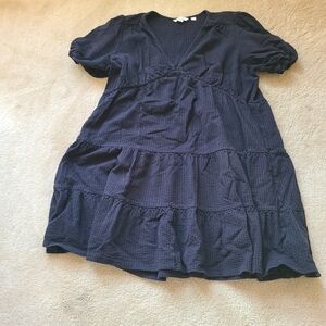 Girls' Black Tiered V-Neck Dress